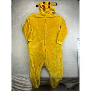 Pokémon Pikachu Fleece Sleepwear Mens Yellow Soft Embroidery Button Front